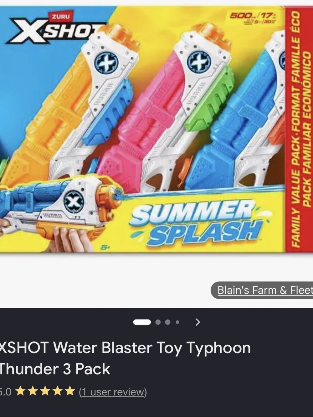 XSHOT Summer Splash Water Blaster 3-Pack - Blue, Pink, Green